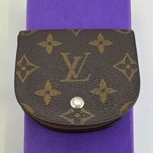💛 Authentic Louis Vuitton Brown Monogram Porte Monnaie Gousset | Coin Purse